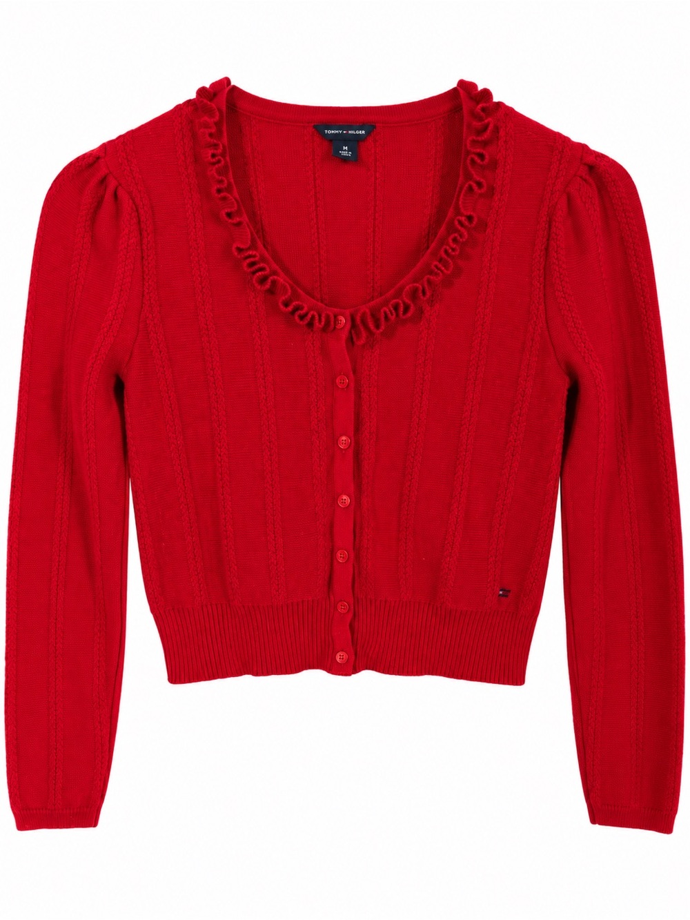 Girl’s Tommy Hilfiger Red Ruffle-Trim Button Cardigan size 8-10